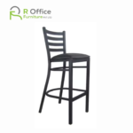 Black Frame Ladder Back Bar Height Chair with Black Padded Seat SHS-102