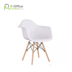 Modern Plastic DAW Shell Dining Arm Chair with Wooden Dowel Eiffel Legs DC-103