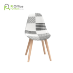 Modern Elon Series Turin Patchwork Fabric Chair with Wooden Legs DC-100
