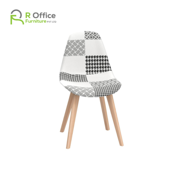 Modern Elon Series Turin Patchwork Fabric Chair with Wooden Legs DC-100