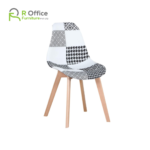 Modern Elon Series Turin Patchwork Fabric Chair with Wooden Legs DC-100
