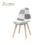 Modern Elon Series Turin Patchwork Fabric Chair with Wooden Legs DC-100