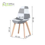 Modern Elon Series Turin Patchwork Fabric Chair with Wooden Legs DC-100